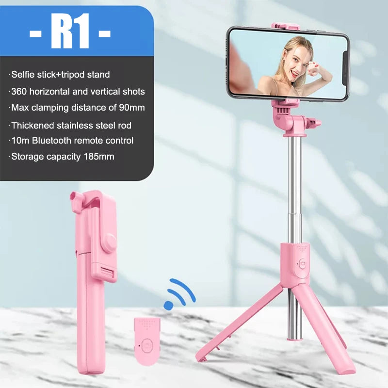 Trépied Perche à Selfie pour Téléphone Portable avec Télécommande Bluetooth et Lumière de Remplissage
