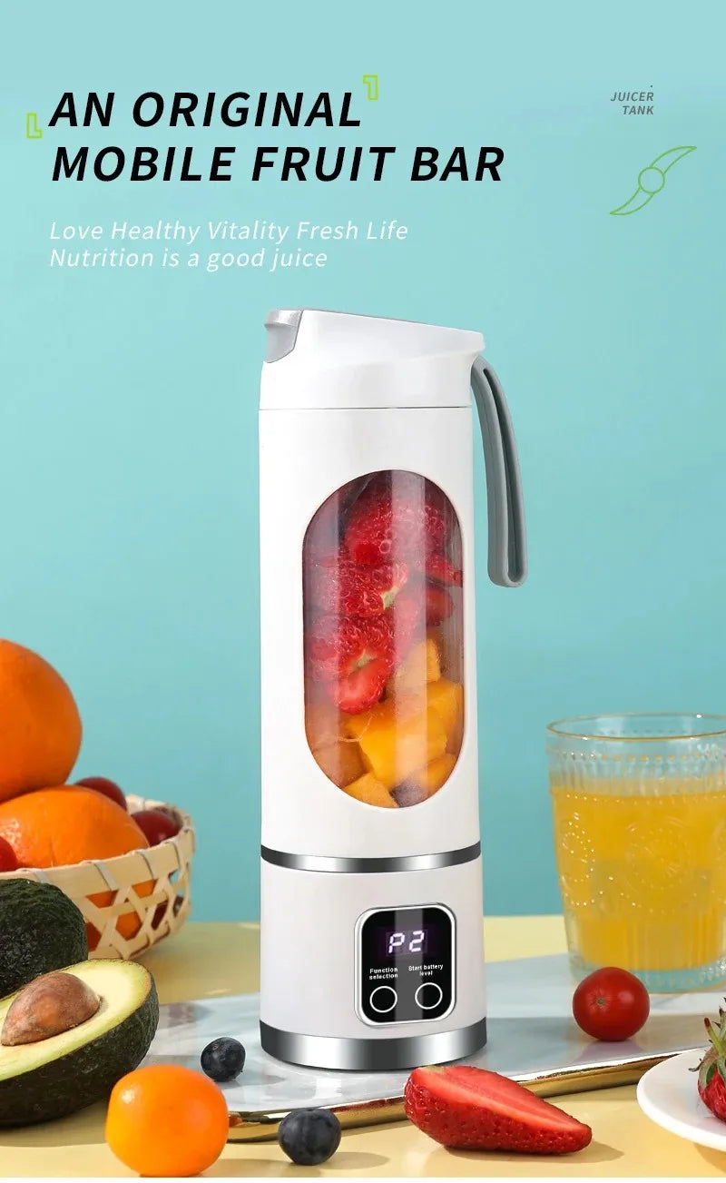 Mélangeur Portable 450 ml – 10 Lames, 3 Vitesses, USB Rechargeable, Broyeur à Glace & Presse-Agrumes
