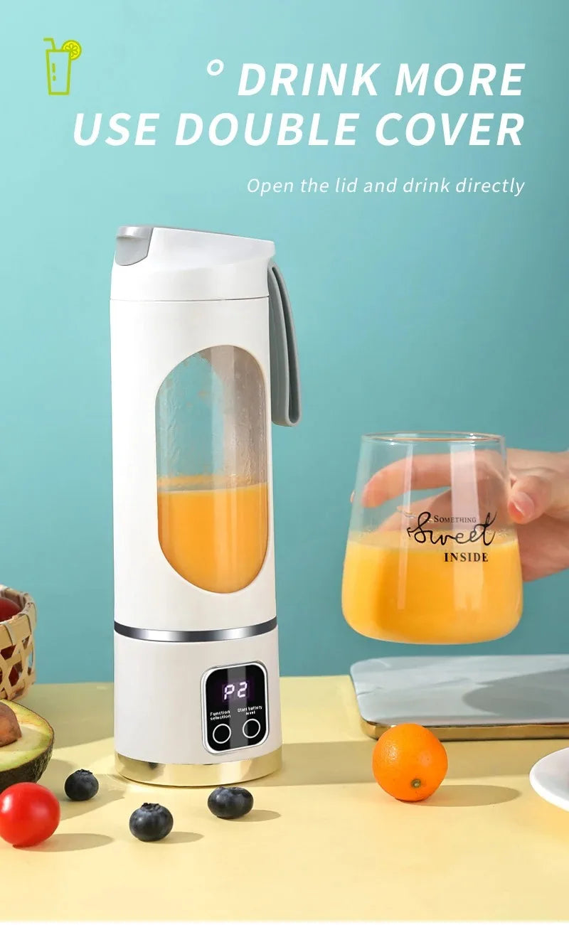 Mélangeur Portable 450 ml – 10 Lames, 3 Vitesses, USB Rechargeable, Broyeur à Glace & Presse-Agrumes