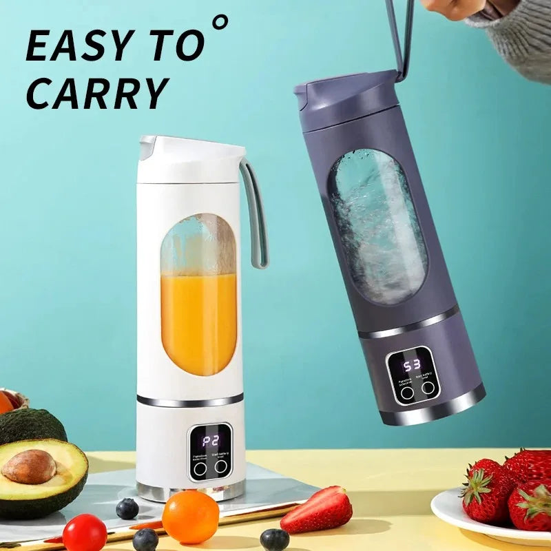 Mélangeur Portable 450 ml – 10 Lames, 3 Vitesses, USB Rechargeable, Broyeur à Glace & Presse-Agrumes