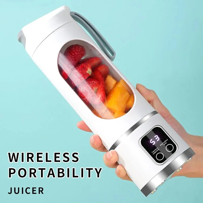 Mélangeur Portable 450 ml – 10 Lames, 3 Vitesses, USB Rechargeable, Broyeur à Glace & Presse-Agrumes