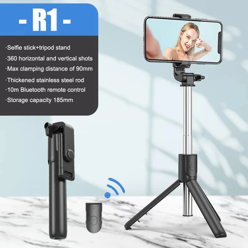 Trépied Perche à Selfie pour Téléphone Portable avec Télécommande Bluetooth et Lumière de Remplissage