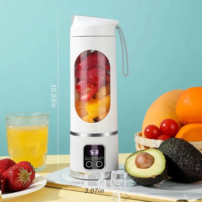 Mélangeur Portable 450 ml – 10 Lames, 3 Vitesses, USB Rechargeable, Broyeur à Glace & Presse-Agrumes