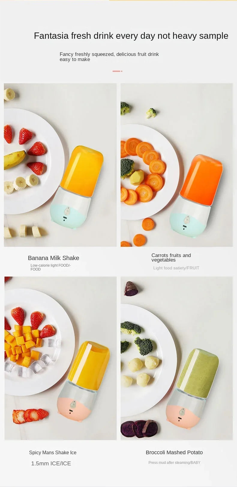 Mini Mixeur Portable USB – Extracteur de Jus pour Shakes et Smoothies