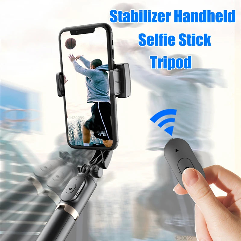Q08 – Stabilisateur de cardan, perche à selfie, trépied pliable sans fil avec obturateur Bluetooth, monopode pour iOS et Android –