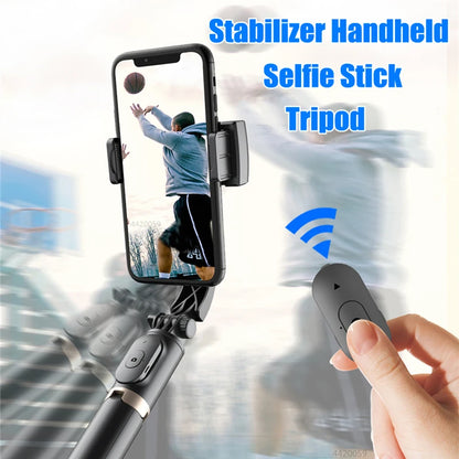 Q08 – Stabilisateur de cardan, perche à selfie, trépied pliable sans fil avec obturateur Bluetooth, monopode pour iOS et Android –