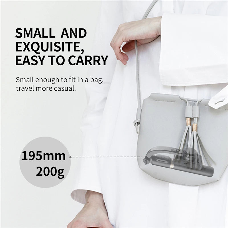 Q08 – Stabilisateur de cardan, perche à selfie, trépied pliable sans fil avec obturateur Bluetooth, monopode pour iOS et Android –