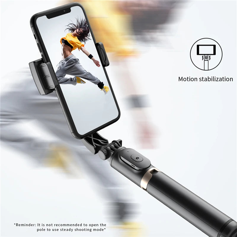 Q08 – Stabilisateur de cardan, perche à selfie, trépied pliable sans fil avec obturateur Bluetooth, monopode pour iOS et Android –