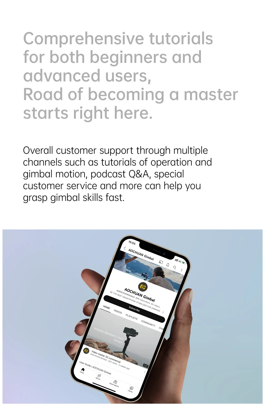 Stabilisateur de cardan portable 3 axes SmartXE pour Smartphone pour iPhone Android AI suivi du visage