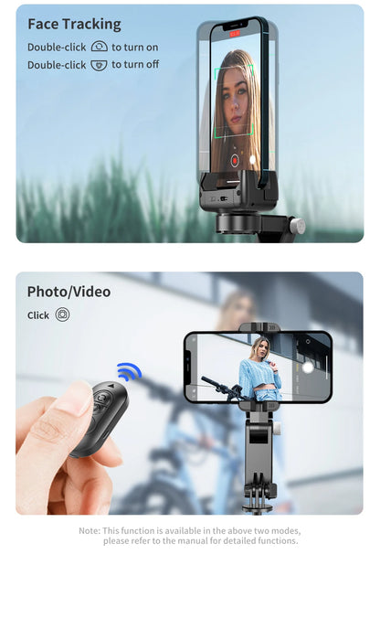 Q18 Desktop Following the shooting Mode Gimbal Stabilizer Selfie Stick Tripod with Fill Light for iPhone Cell Phone Smartphone