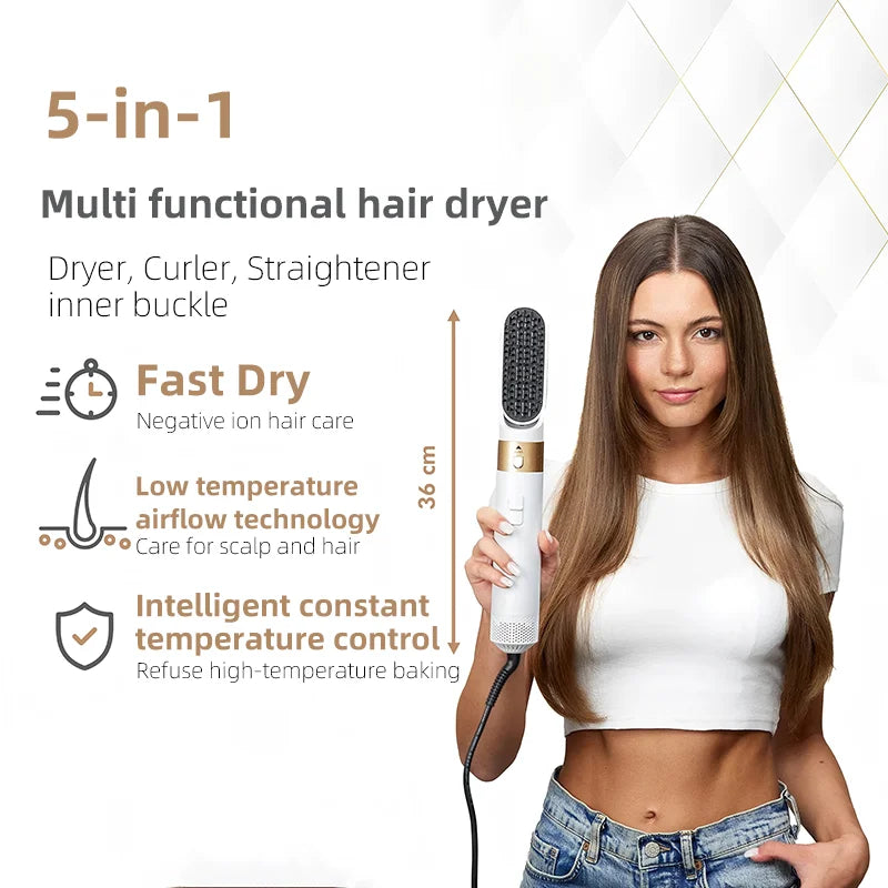 Coiffeur 5-en-1 Professionnel – Brosse à Air Chaud Multifonction
