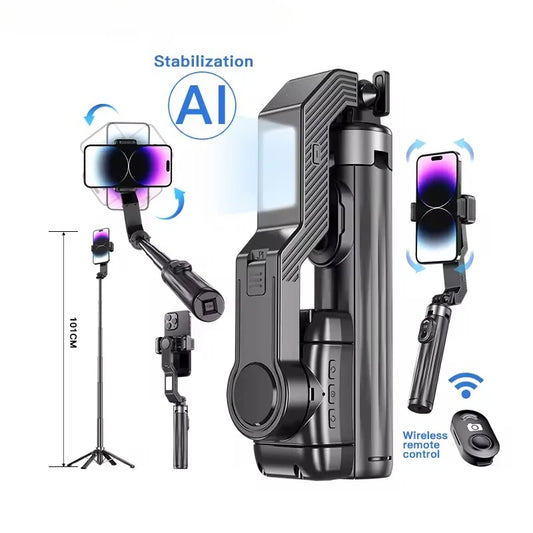 Stabilisateur Q31 – Stabilisateur de cadran portable pour smartphone, perche à selfie, trépied et télécommande sans fil