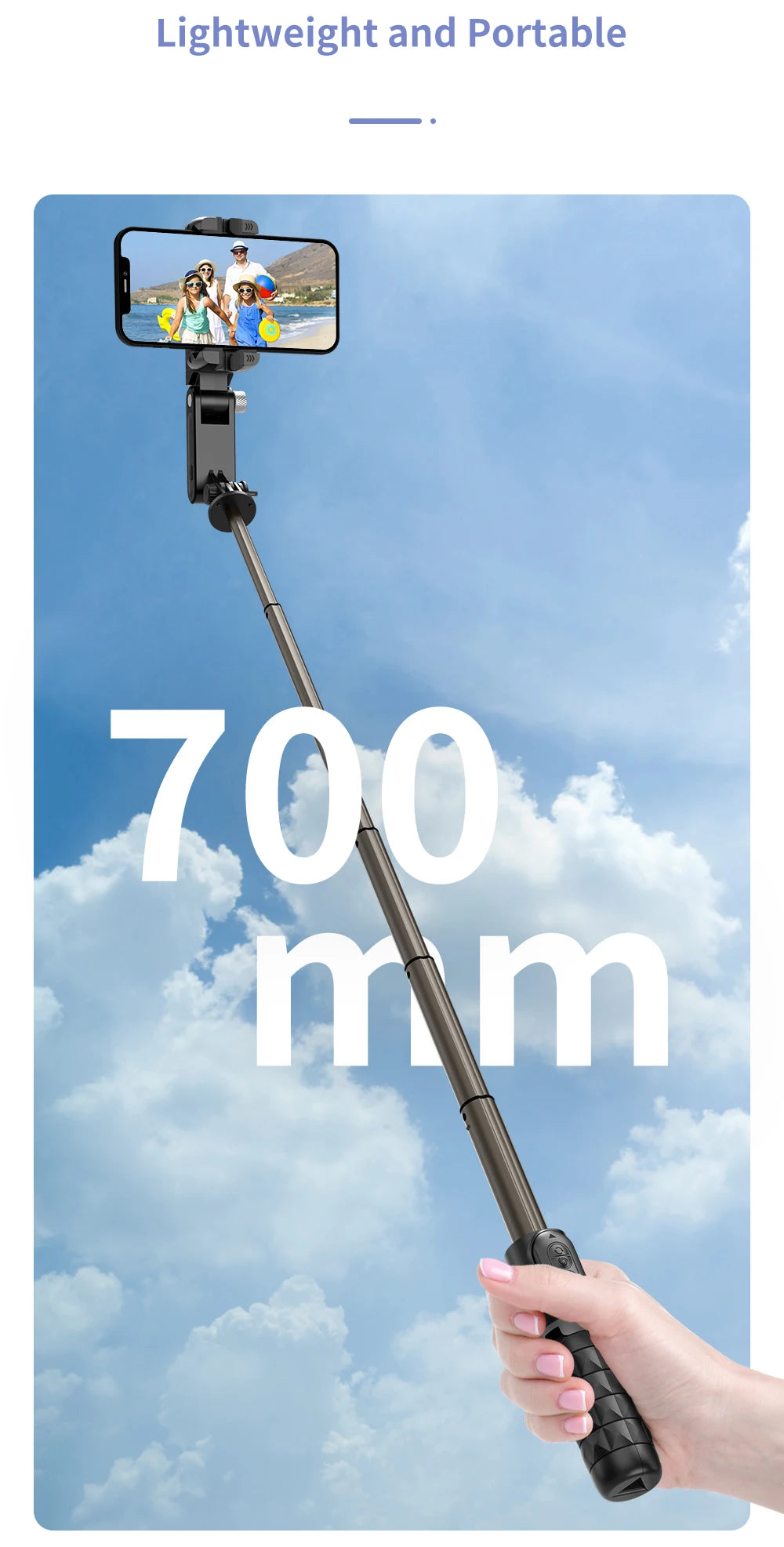 Q18 Desktop Following the shooting Mode Gimbal Stabilizer Selfie Stick Tripod with Fill Light for iPhone Cell Phone Smartphone