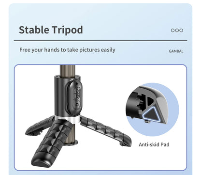 Q18 Desktop Following the shooting Mode Gimbal Stabilizer Selfie Stick Tripod with Fill Light for iPhone Cell Phone Smartphone