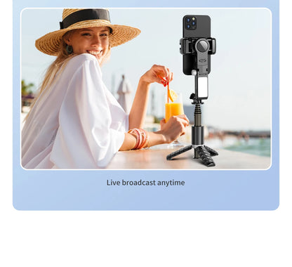 Q18 Desktop Following the shooting Mode Gimbal Stabilizer Selfie Stick Tripod with Fill Light for iPhone Cell Phone Smartphone