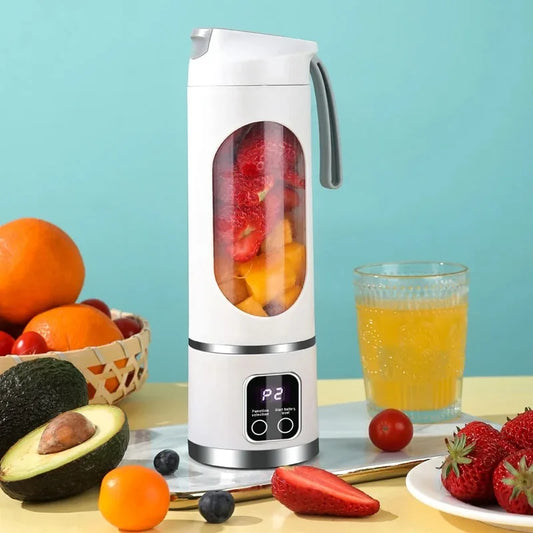 Mélangeur Portable 450 ml – 10 Lames, 3 Vitesses, USB Rechargeable, Broyeur à Glace & Presse-Agrumes