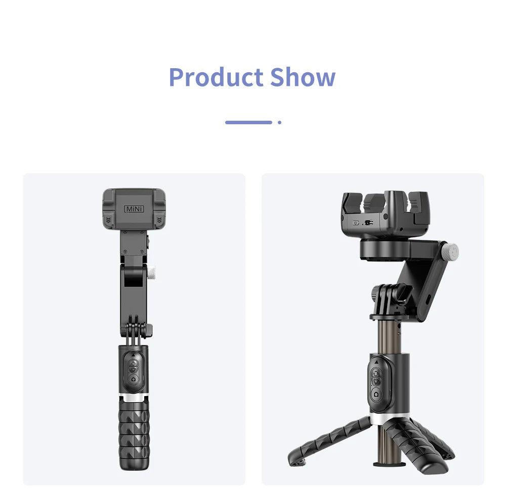 Q18 Desktop Following the shooting Mode Gimbal Stabilizer Selfie Stick Tripod with Fill Light for iPhone Cell Phone Smartphone