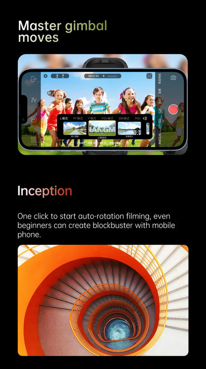 Stabilisateur de cardan portable 3 axes SmartXE pour Smartphone pour iPhone Android AI suivi du visage