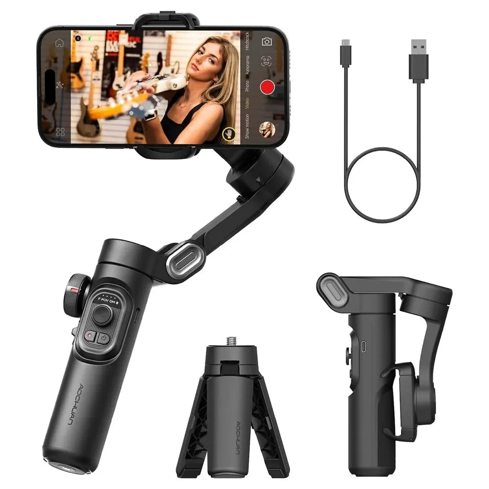 Stabilisateur de cardan portable 3 axes SmartXE pour Smartphone pour iPhone Android AI suivi du visage
