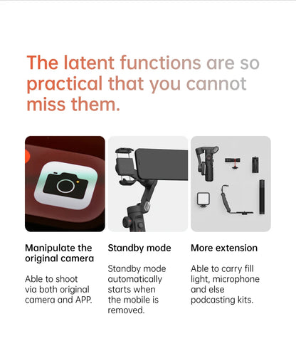 Stabilisateur de cardan portable 3 axes SmartXE pour Smartphone pour iPhone Android AI suivi du visage