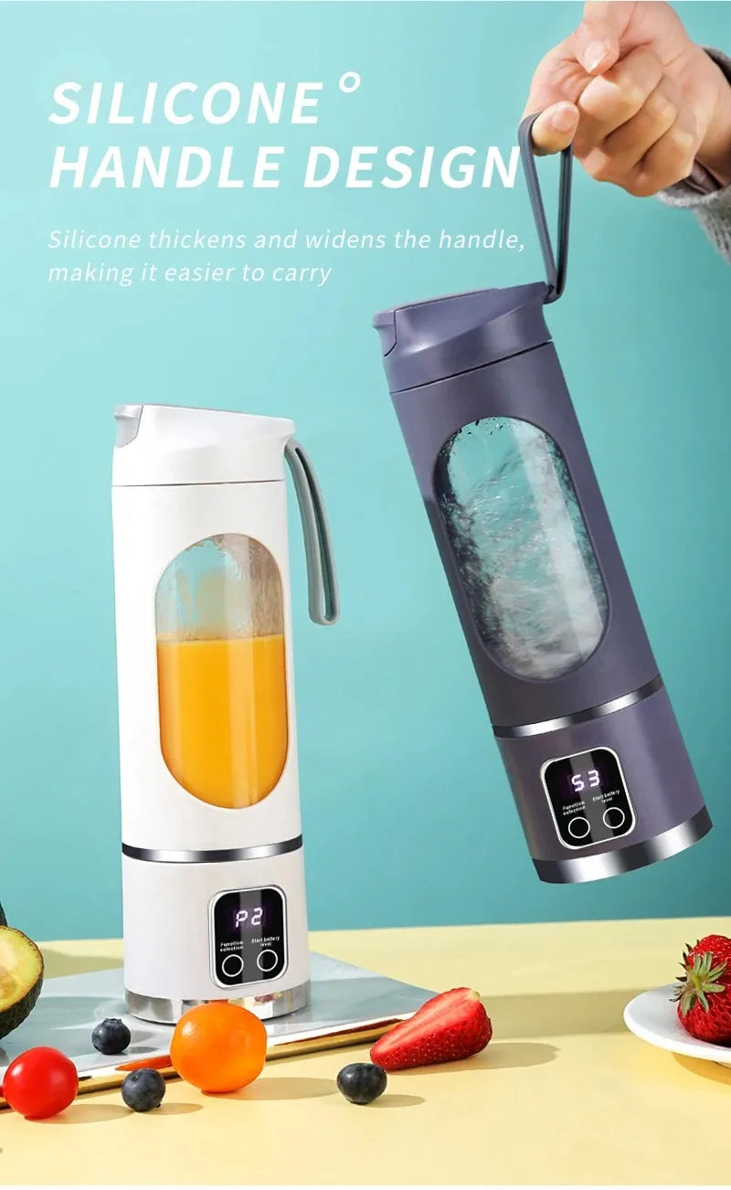 Mélangeur Portable 450 ml – 10 Lames, 3 Vitesses, USB Rechargeable, Broyeur à Glace & Presse-Agrumes