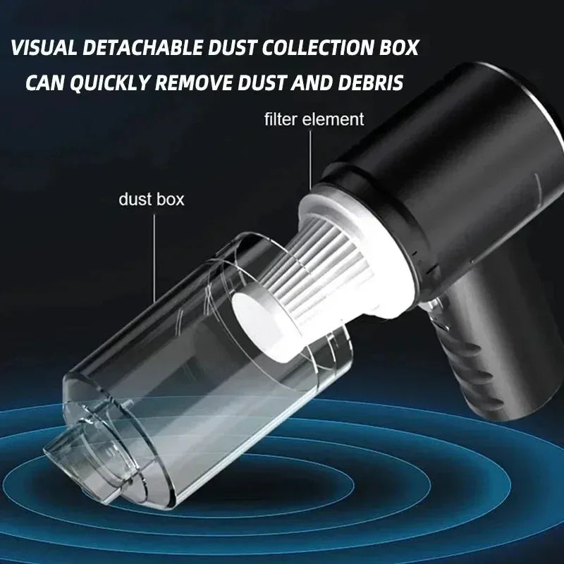 Aspirateur Portable Sans Fil 120W – Puissant, Compact et Rechargeable pour Voiture et Maison