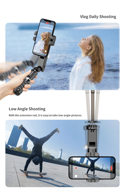 Q18 Desktop Following the shooting Mode Gimbal Stabilizer Selfie Stick Tripod with Fill Light for iPhone Cell Phone Smartphone