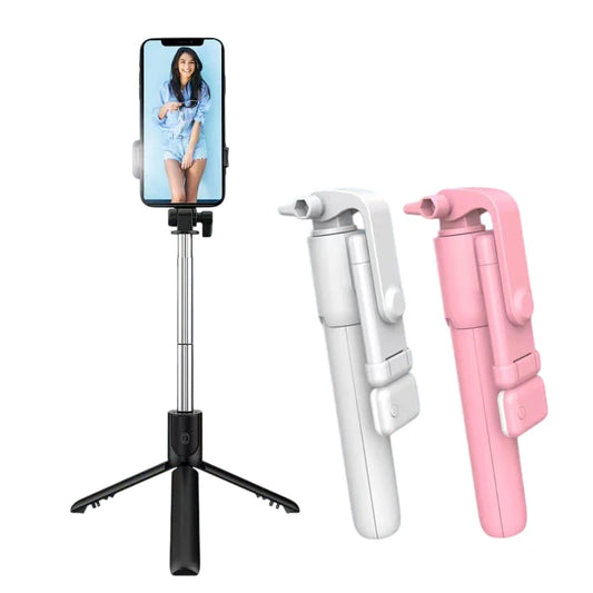 Trépied Perche à Selfie pour Téléphone Portable avec Télécommande Bluetooth et Lumière de Remplissage