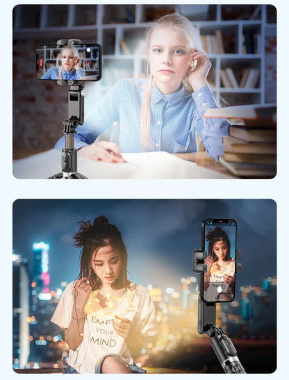 Q18 Desktop Following the shooting Mode Gimbal Stabilizer Selfie Stick Tripod with Fill Light for iPhone Cell Phone Smartphone