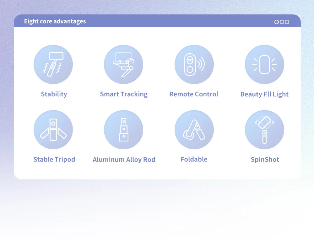 Q18 Desktop Following the shooting Mode Gimbal Stabilizer Selfie Stick Tripod with Fill Light for iPhone Cell Phone Smartphone