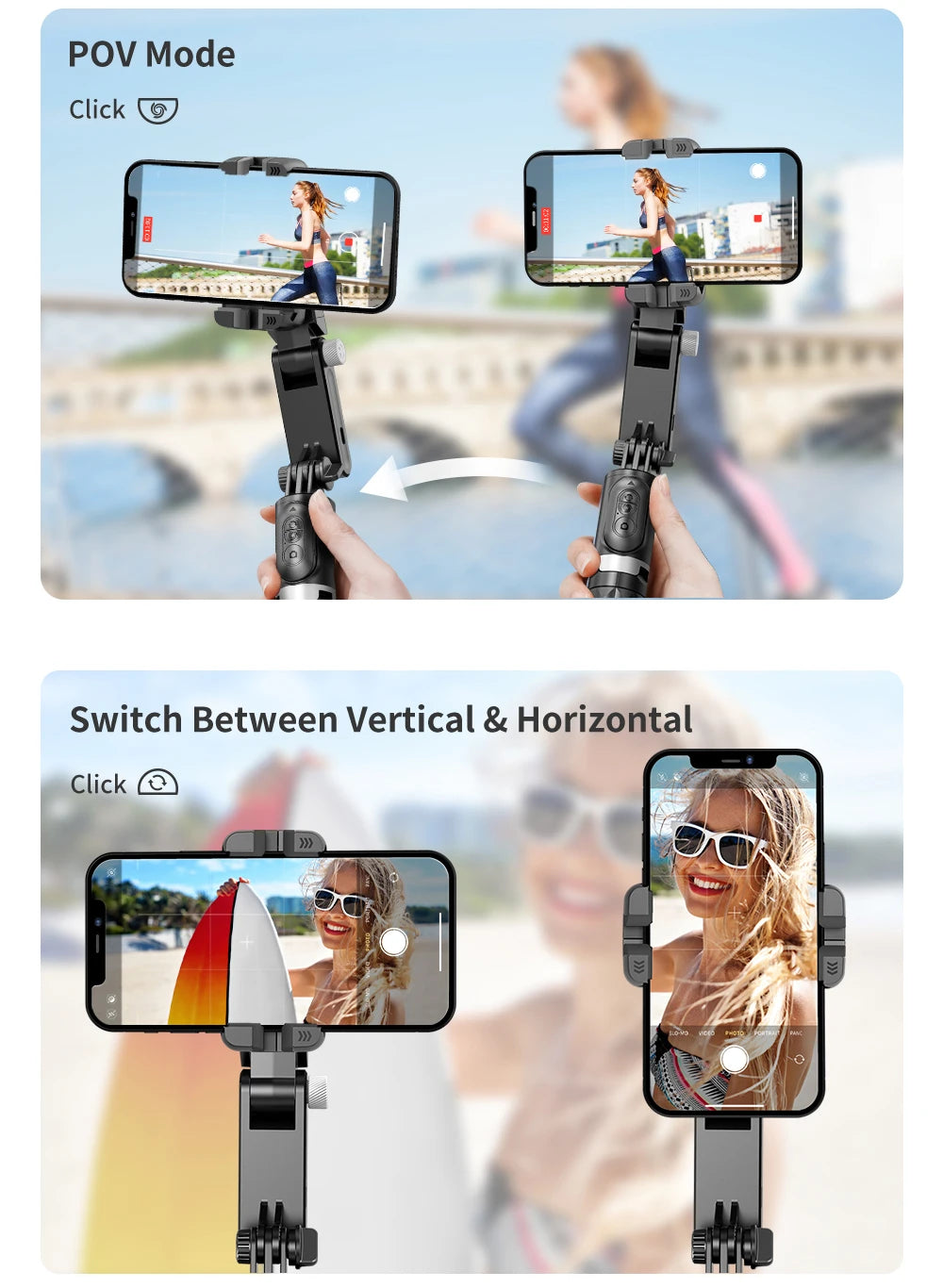 Q18 Desktop Following the shooting Mode Gimbal Stabilizer Selfie Stick Tripod with Fill Light for iPhone Cell Phone Smartphone