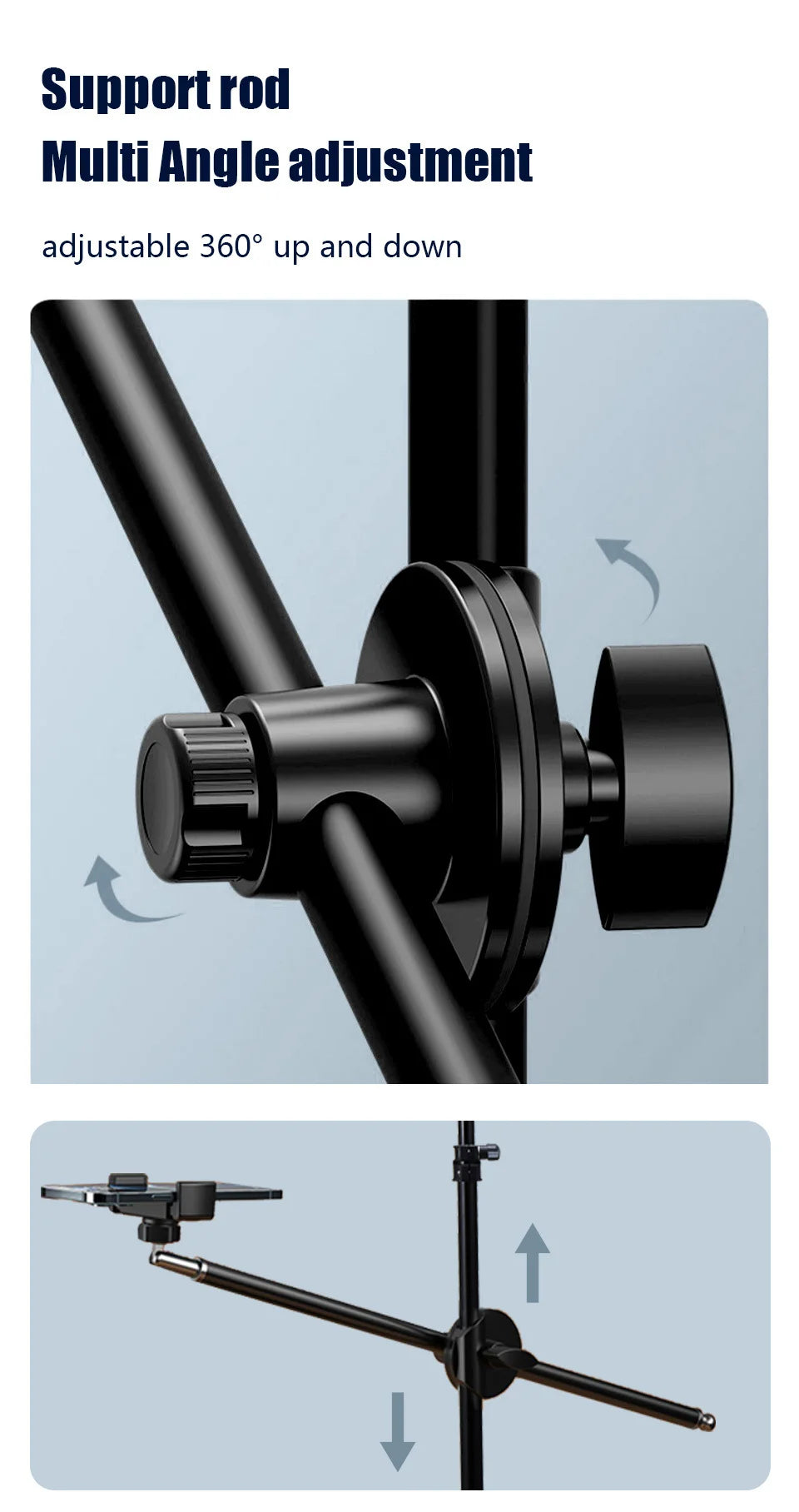 Lampe de studio photo LED 3 000 k-6 500 k, éclairage vidéo avec trépied et bras long, prise UE pour diffusion en direct