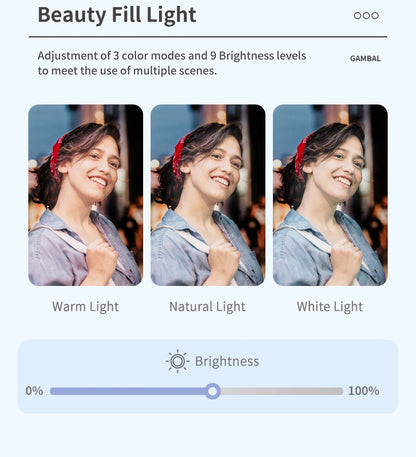 Q18 Desktop Following the shooting Mode Gimbal Stabilizer Selfie Stick Tripod with Fill Light for iPhone Cell Phone Smartphone