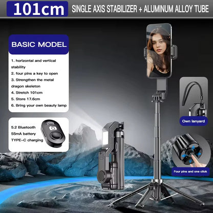 Stabilisateur Q31 – Stabilisateur de cadran portable pour smartphone, perche à selfie, trépied et télécommande sans fil