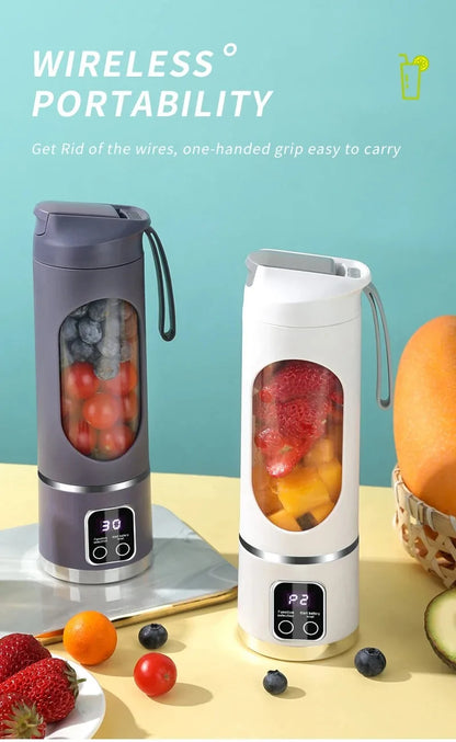 Mélangeur Portable 450 ml – 10 Lames, 3 Vitesses, USB Rechargeable, Broyeur à Glace & Presse-Agrumes