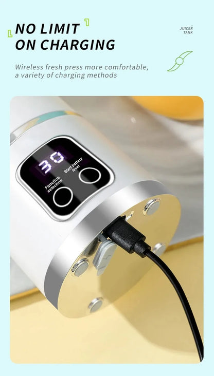 Mélangeur Portable 450 ml – 10 Lames, 3 Vitesses, USB Rechargeable, Broyeur à Glace & Presse-Agrumes