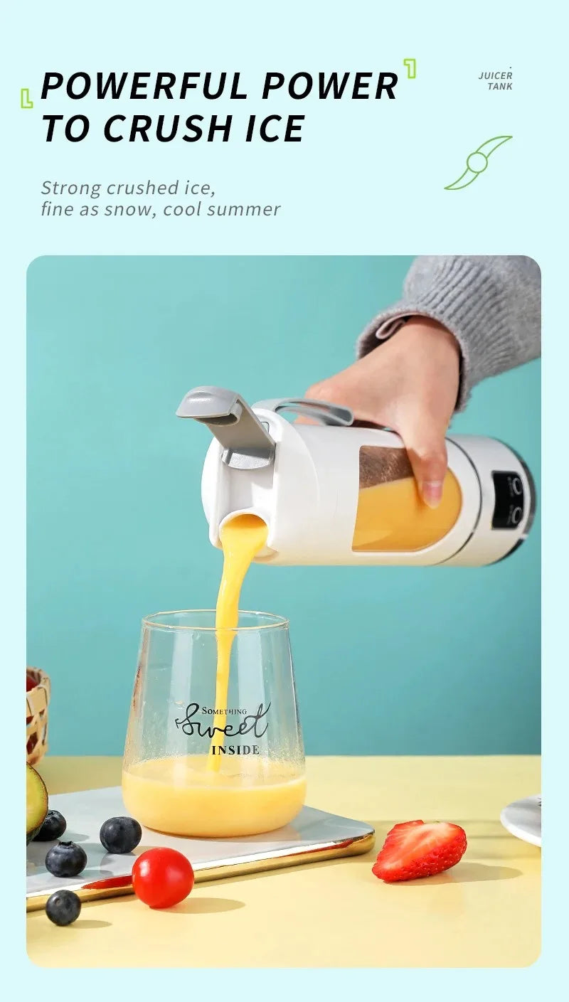 Mélangeur Portable 450 ml – 10 Lames, 3 Vitesses, USB Rechargeable, Broyeur à Glace & Presse-Agrumes